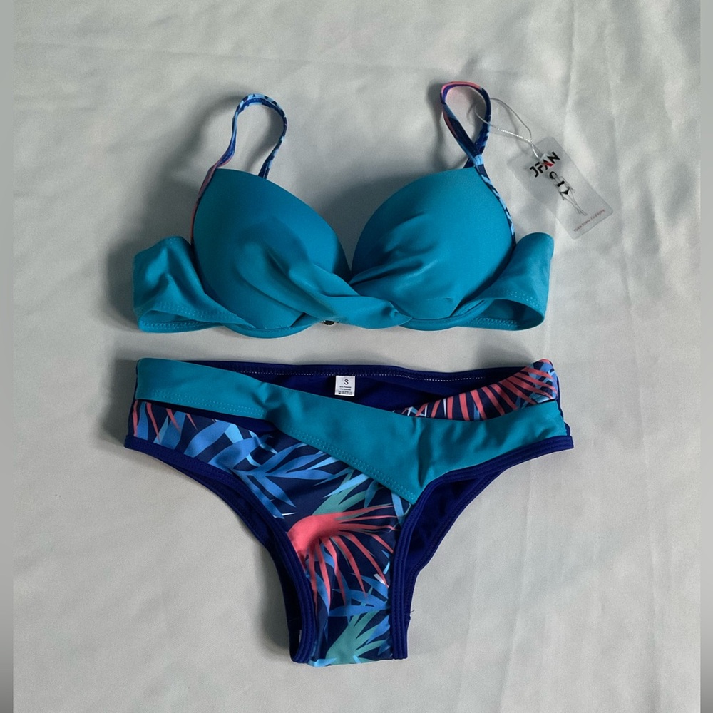 JFAN Women's Swimsuit Blue Set of Two Piece Size S - Picture 2 of 8